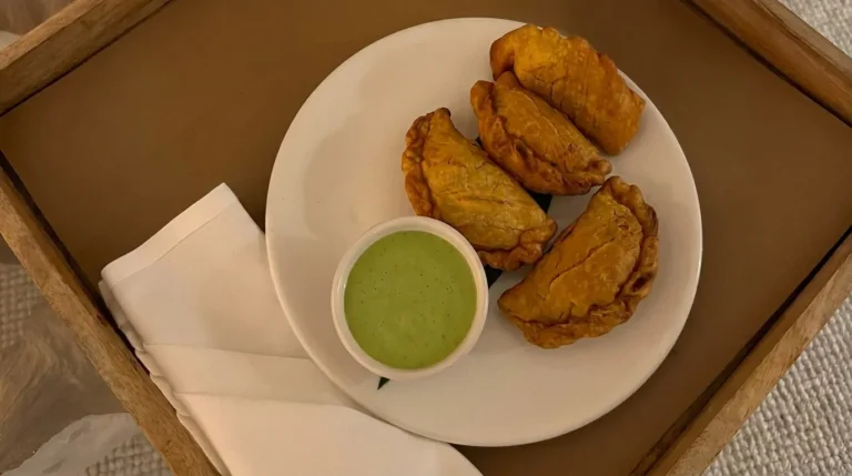 Chicken Samosas with Green Chutney
