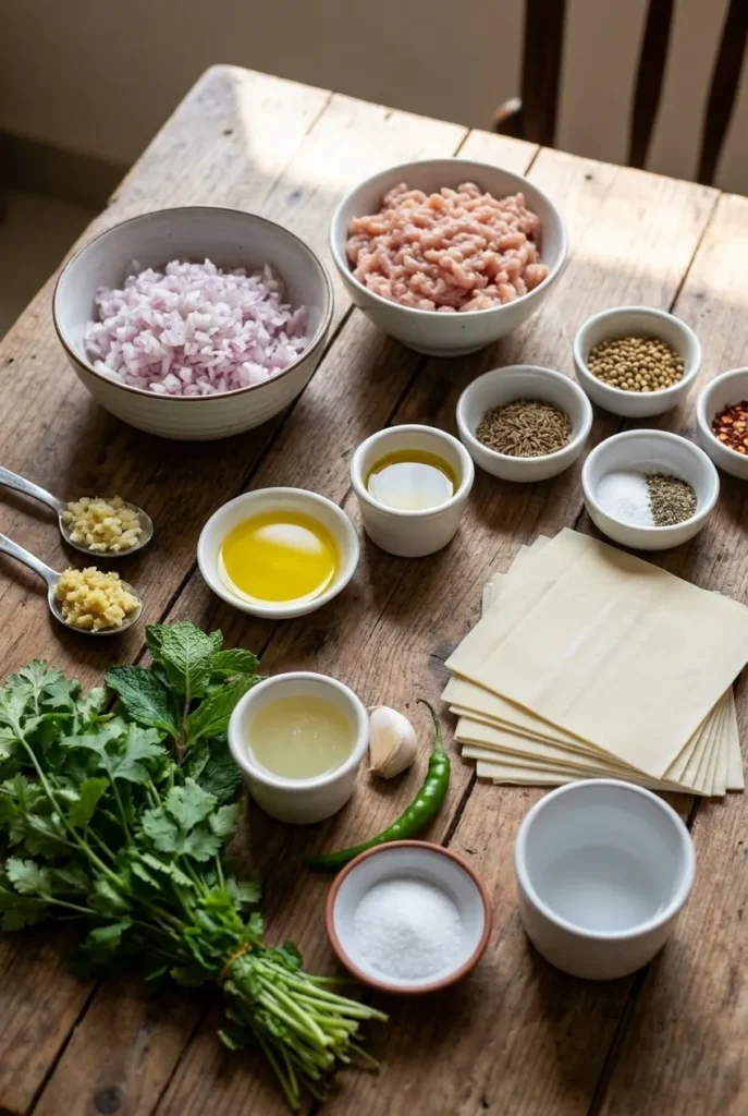 Ingredients for Chicken Samosas with Green Chutney