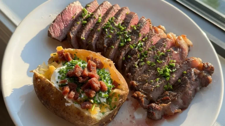 Ribeye Steak with baked loaded potato