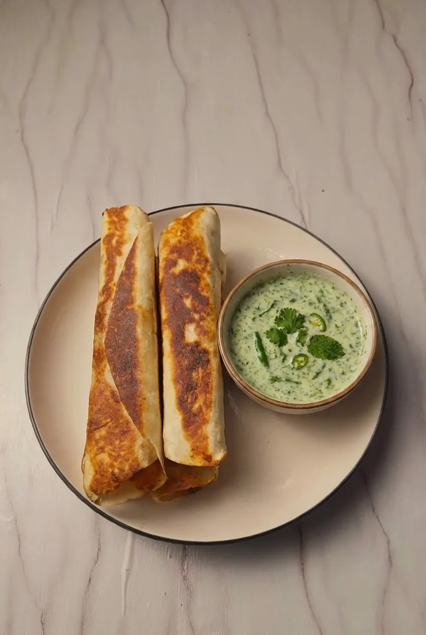 plated chicken flautas with crispy texture