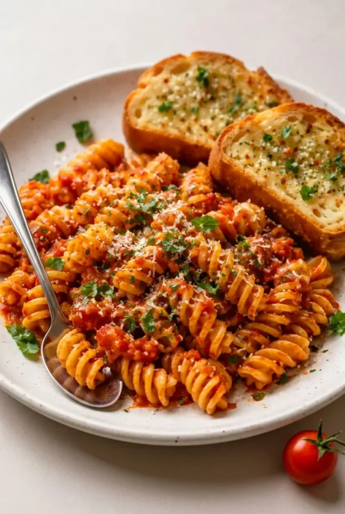 Fusilli Pasta Recipe with Garlic Tomato Sauce