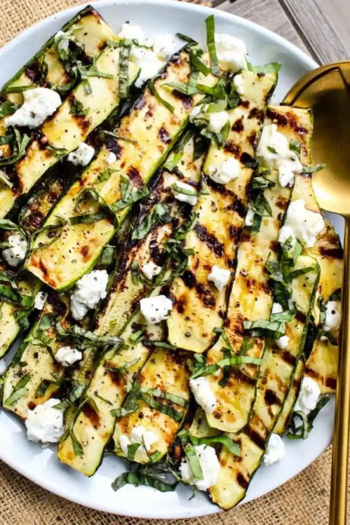 Grilled Zucchini with Goat Cheese, Basil & Honey
