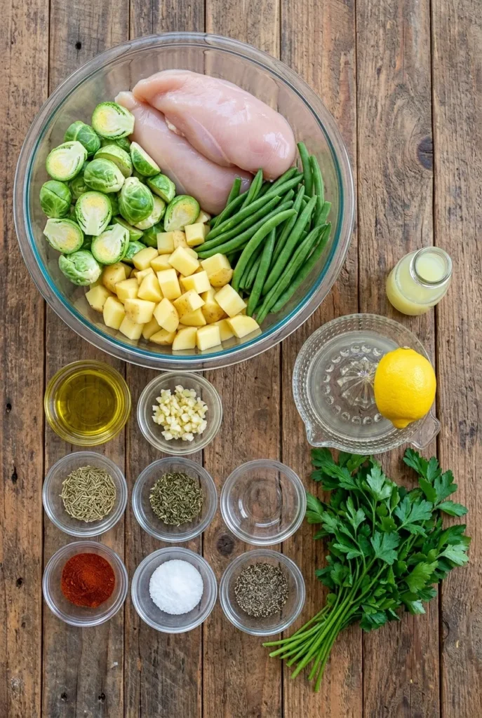 Ingredients for Roasted Chicken and Vegetables