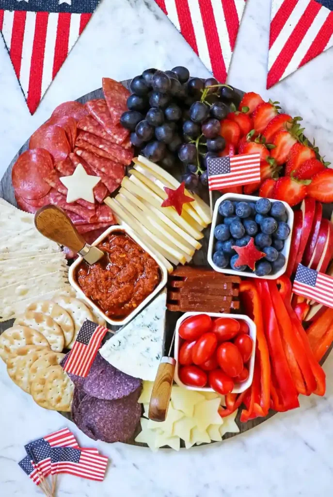 Patriotic Red, White, and Blue Charcuterie Board