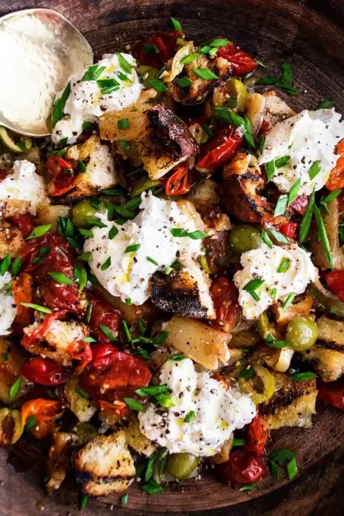 Pepper Panzanella with Burrata