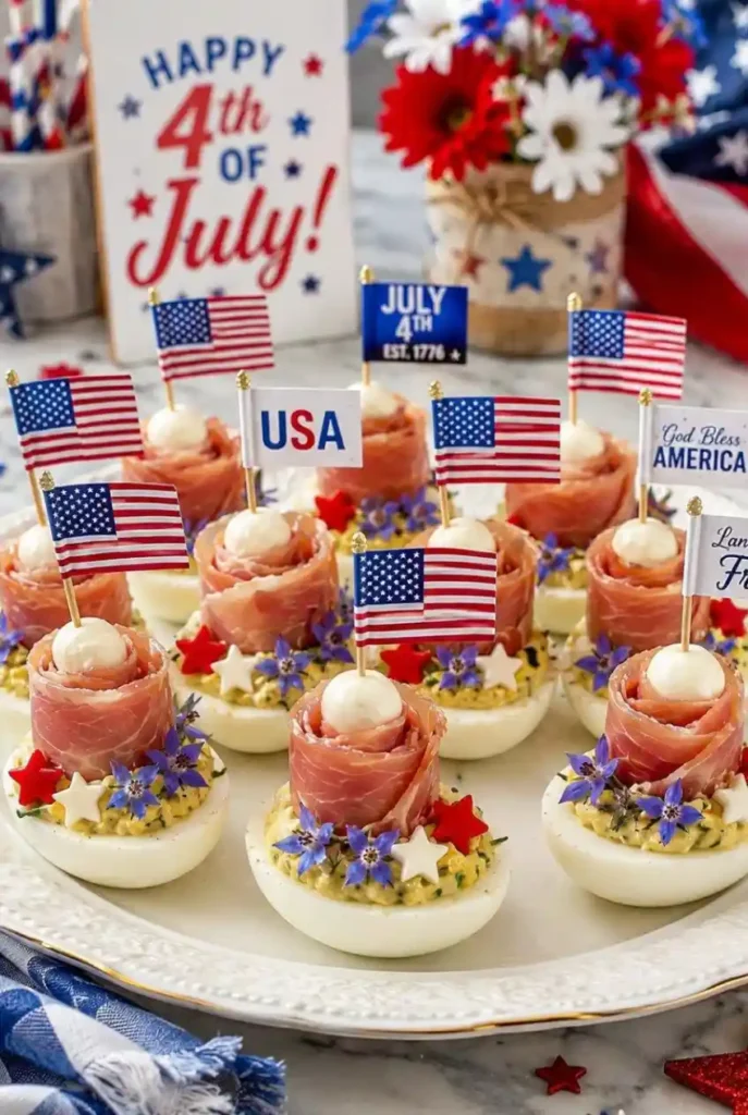 Prosciutto Rose Deviled Eggs