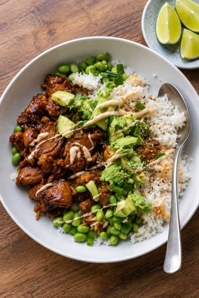 Sticky Chicken Rice Bowl Recipe (Easy High-Protein Meal)