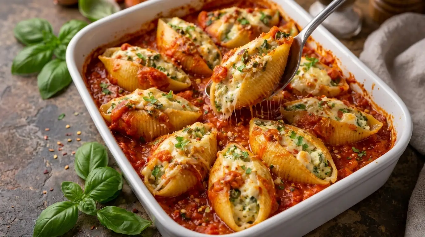 Stuffed Shell Pasta Recipe with Ricotta Cheese and Spinach