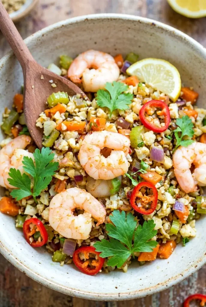 high protien Shrimp Cauliflower Rice Recipe