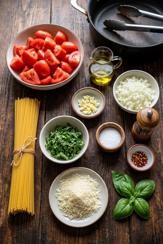 ingredients for Spaghetti Pomodoro Pasta Recipe