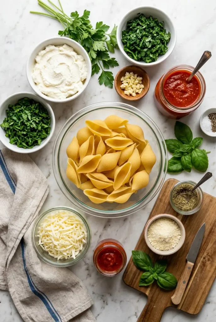 ingredients for Stuffed Shell Pasta Recipe