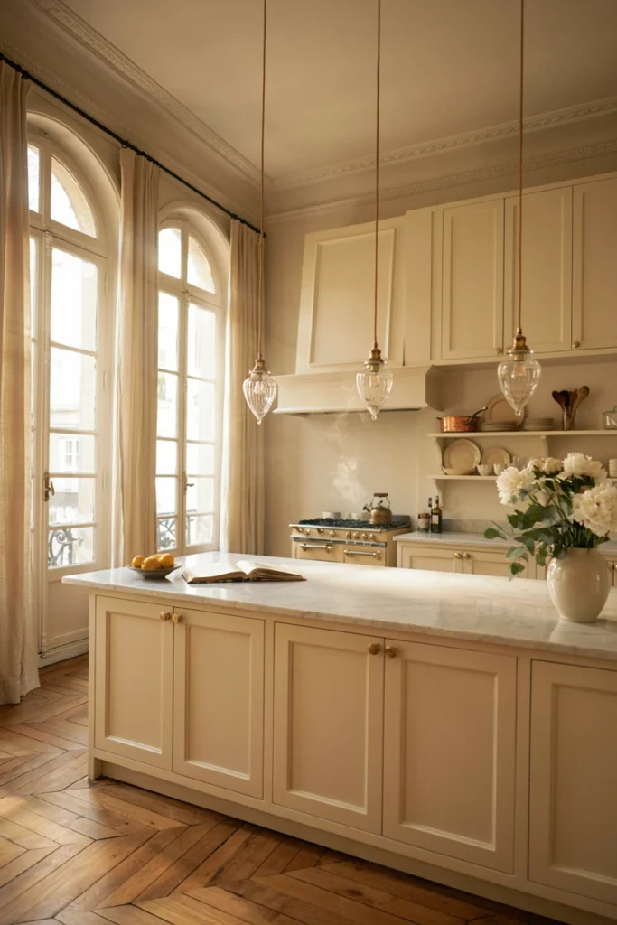 Classic White Marble Parisian Kitchen