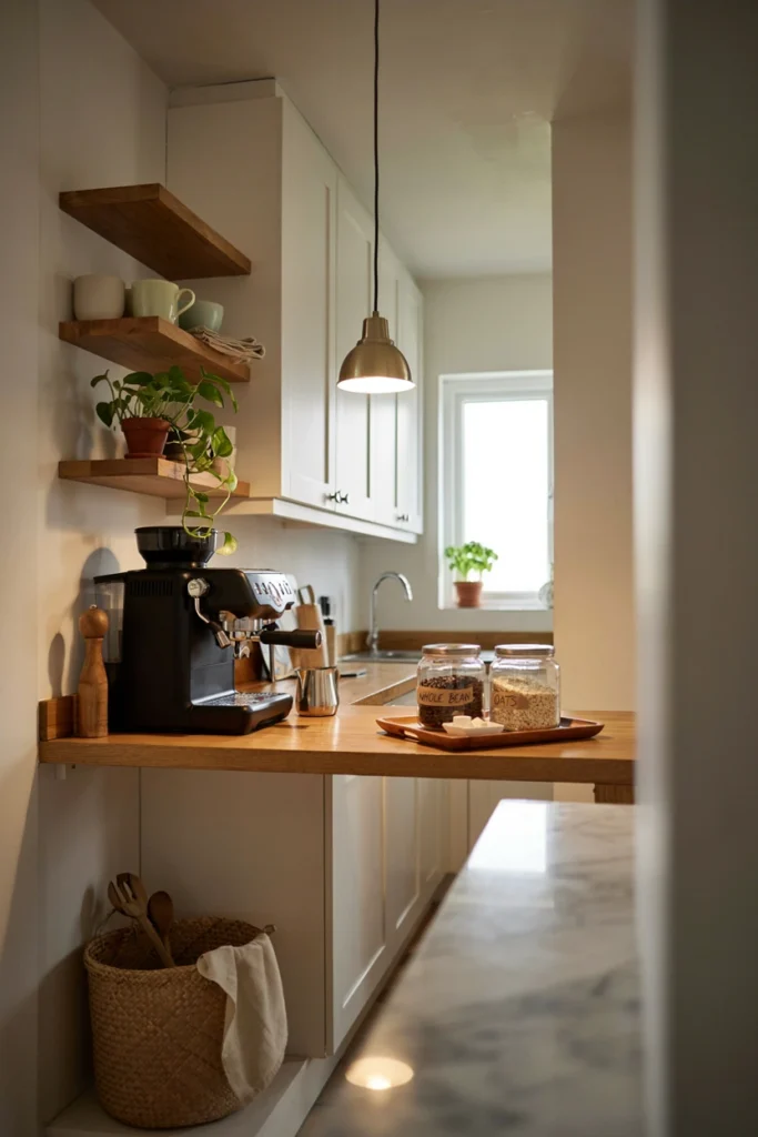 Cozy Narrow Kitchen Coffee Corner