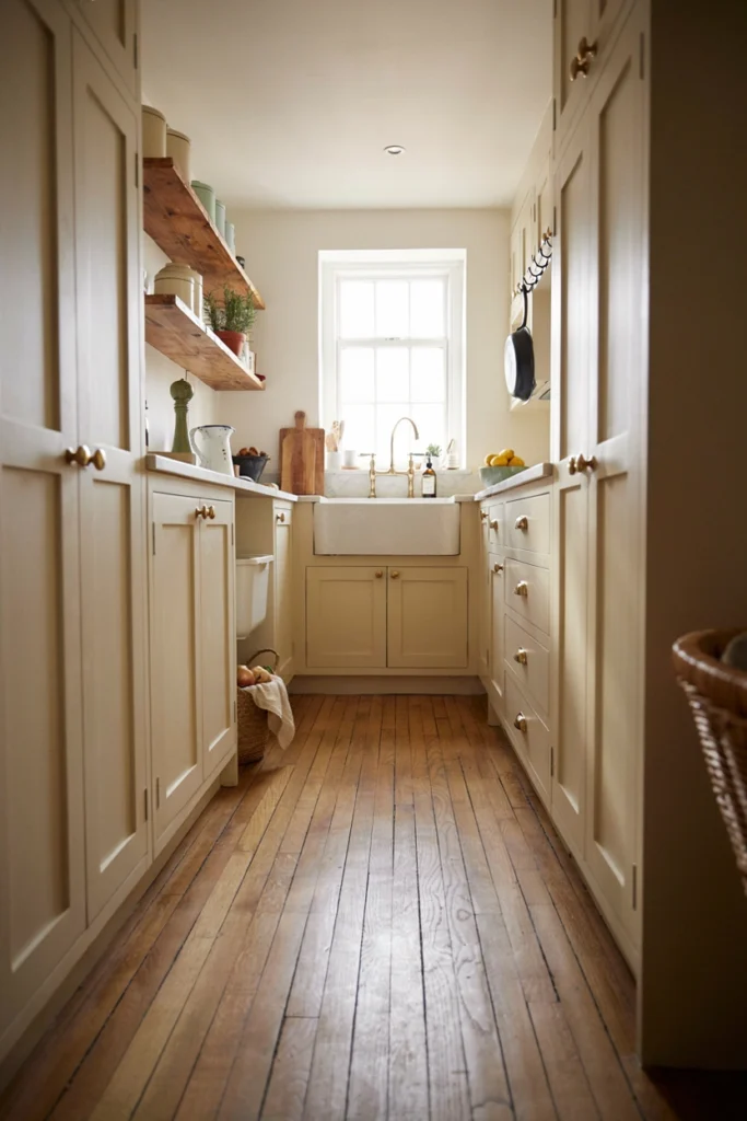 Farmhouse Narrow Kitchen With Rustic Charm