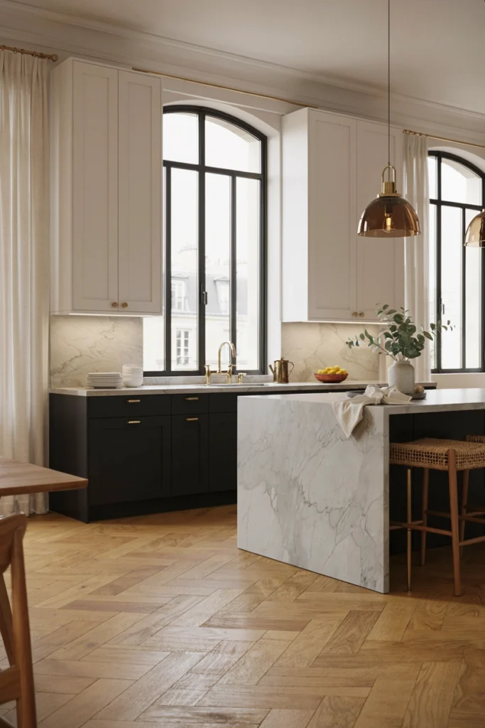 Modern Parisian Kitchen With Black And White Contrast