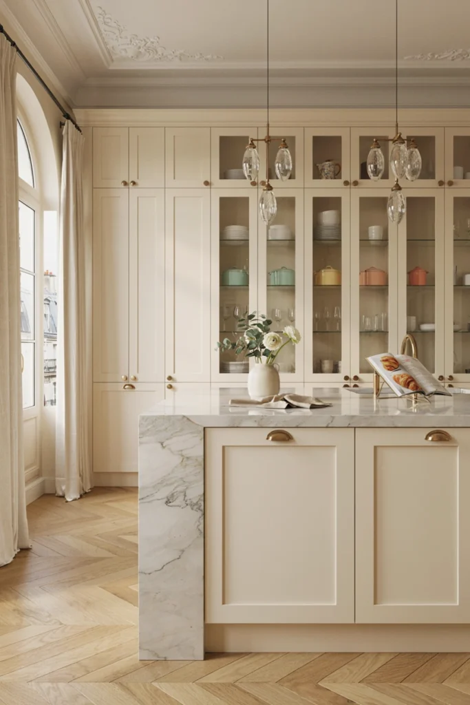 Parisian Kitchen With Built-In Display Cabinets