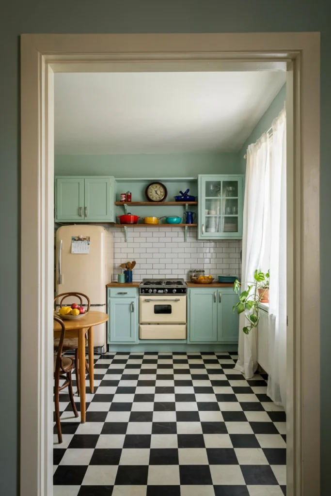 Retro Mint Green Kitchen Cabinets
