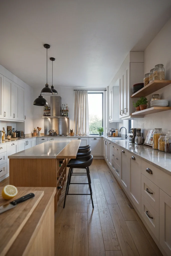 Space-Saving Narrow Kitchen Island