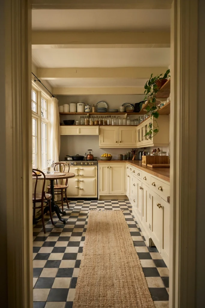 Vintage Black And White Checkerboard Floor