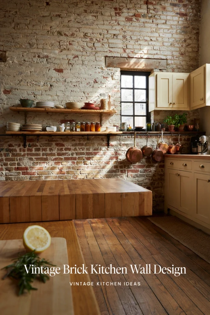 Vintage Brick Kitchen Wall Design