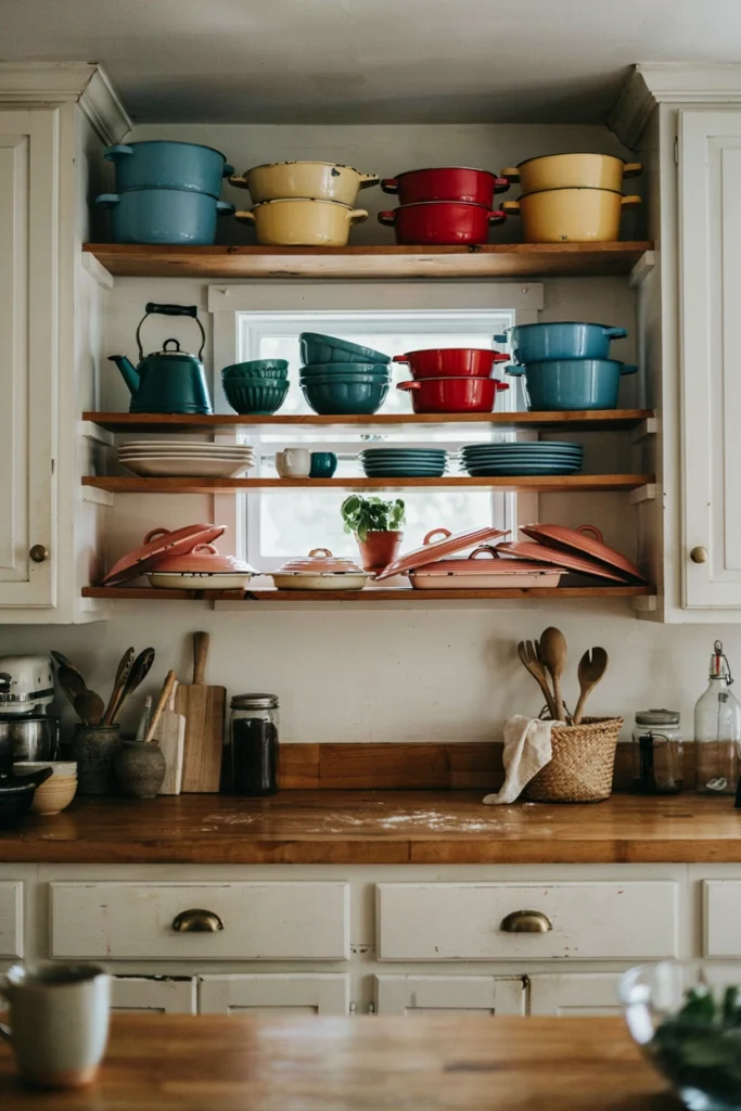 Vintage Enamel Cookware Display