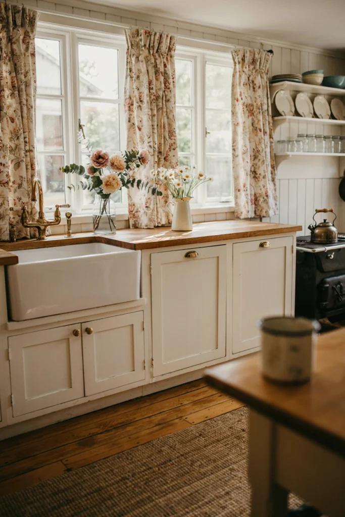 Vintage Floral Curtain Kitchen Charm