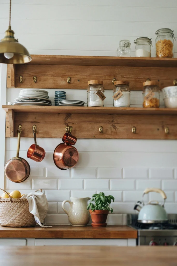 Vintage Open Wooden Shelf Styling